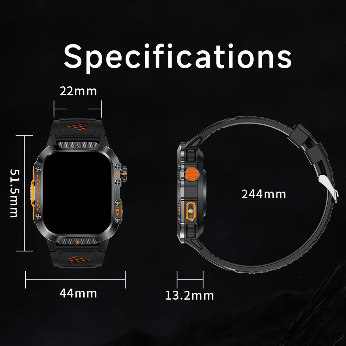 COANR GPS Men Women Sports Smartwatch Fitness Tracker, 2.01 "IPS HD screen, 3ATM Waterproof, GPS map, 540Mah Battery, 100+Sport Modes, Wireless Calls, Message Push, Multiple Dials, For Android iPhone