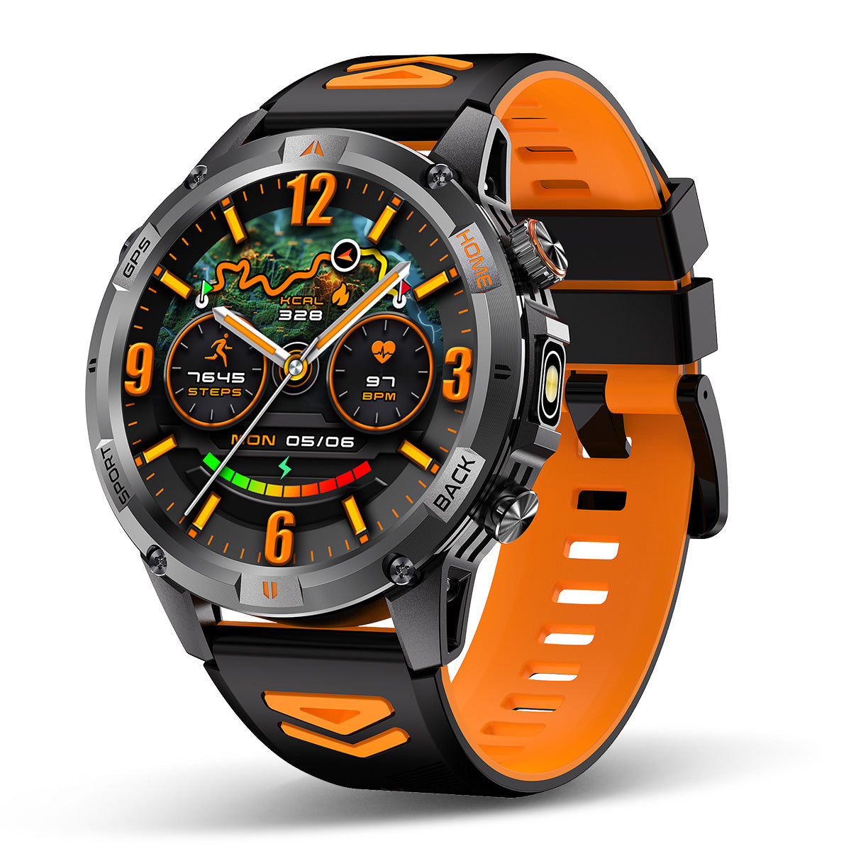 COANR GPS Men Outdoor smartwatch, 1.53-inch AMOLED HD Screen Fitness Tracker with Wireless Calling, Message Push, Over 100 Sports Modes, GPS compass, LED flash, 580 Mah large battery, Suitable For Android iOS