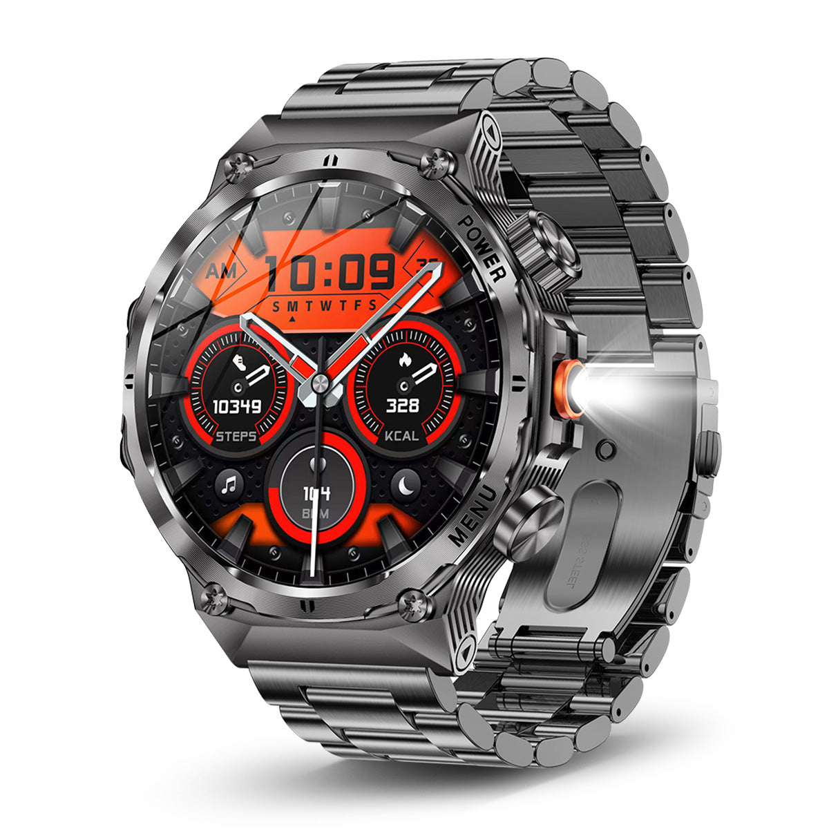COANR Active Men Outdoor Sports Smartwatch, AMOLED 1.7-inch HD Screen, 700mAh  Capacity Battery, Zinc Alloy Body, 100+Sports Modes, Wireless Calling, Information Push, pedometer, Distance, LED Flashlight, Music remote control, for iPhone and Android