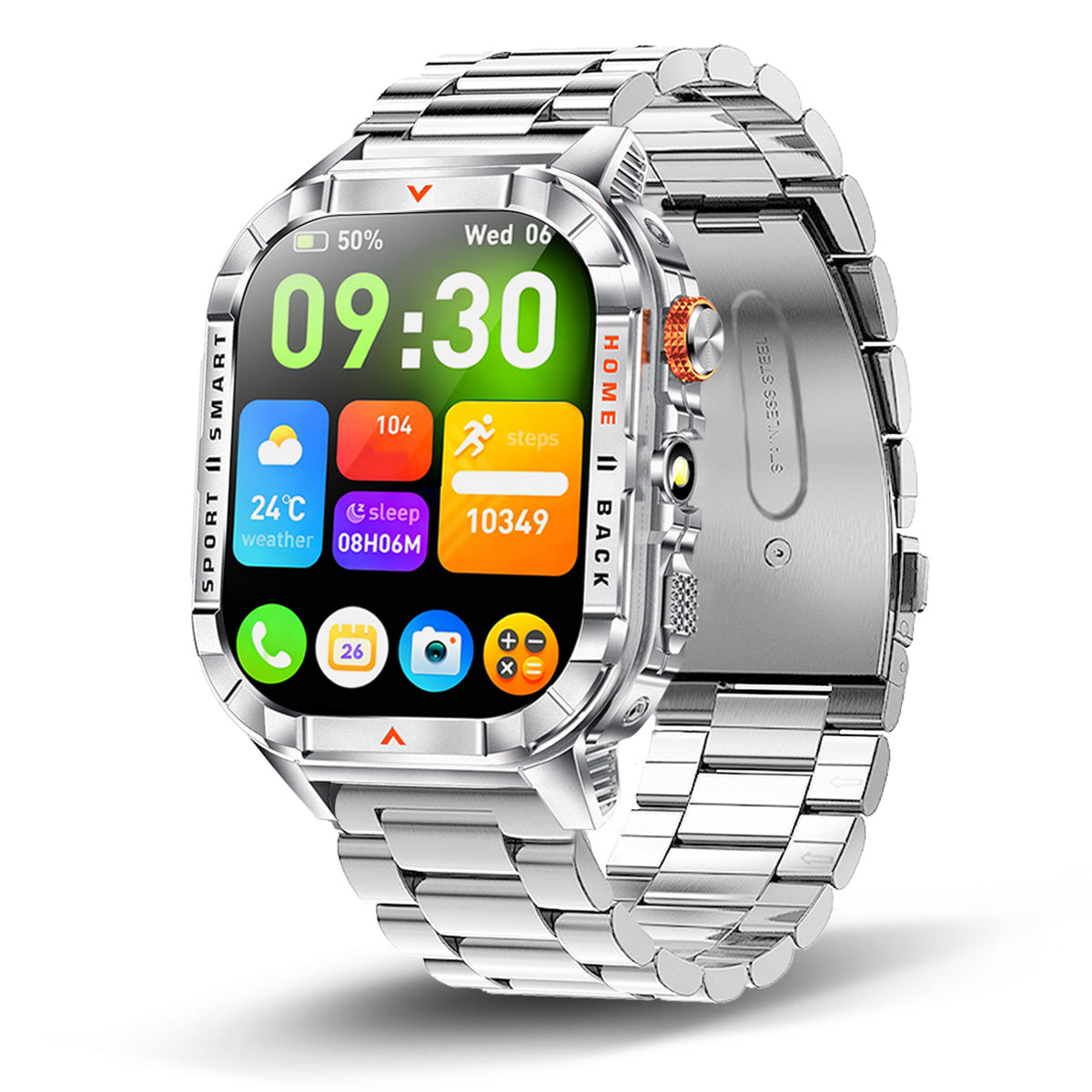 COANR Active Men's outdoor sports smartwatch, 100+sport mode, long-lasting 1200mAh battery, pedometer, remote photo/music playback, 100+dial, alarm clock, 360+360 pixels, wireless calling, message notification, flashlight, alloy body Smart Watch