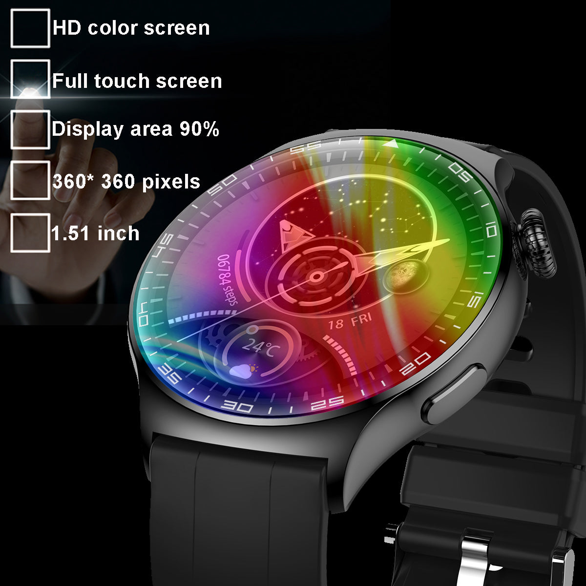 COANR Pro Men Outdoor Sports Smartwatch, HD Screen, 360*360 Resolution, 100+Sport Modes, zinc Alloy Body, Holiday/birthday Gift, Step Counting, Wireless calls, Message received, Multiple Dials, Calendars, For iPhone Android