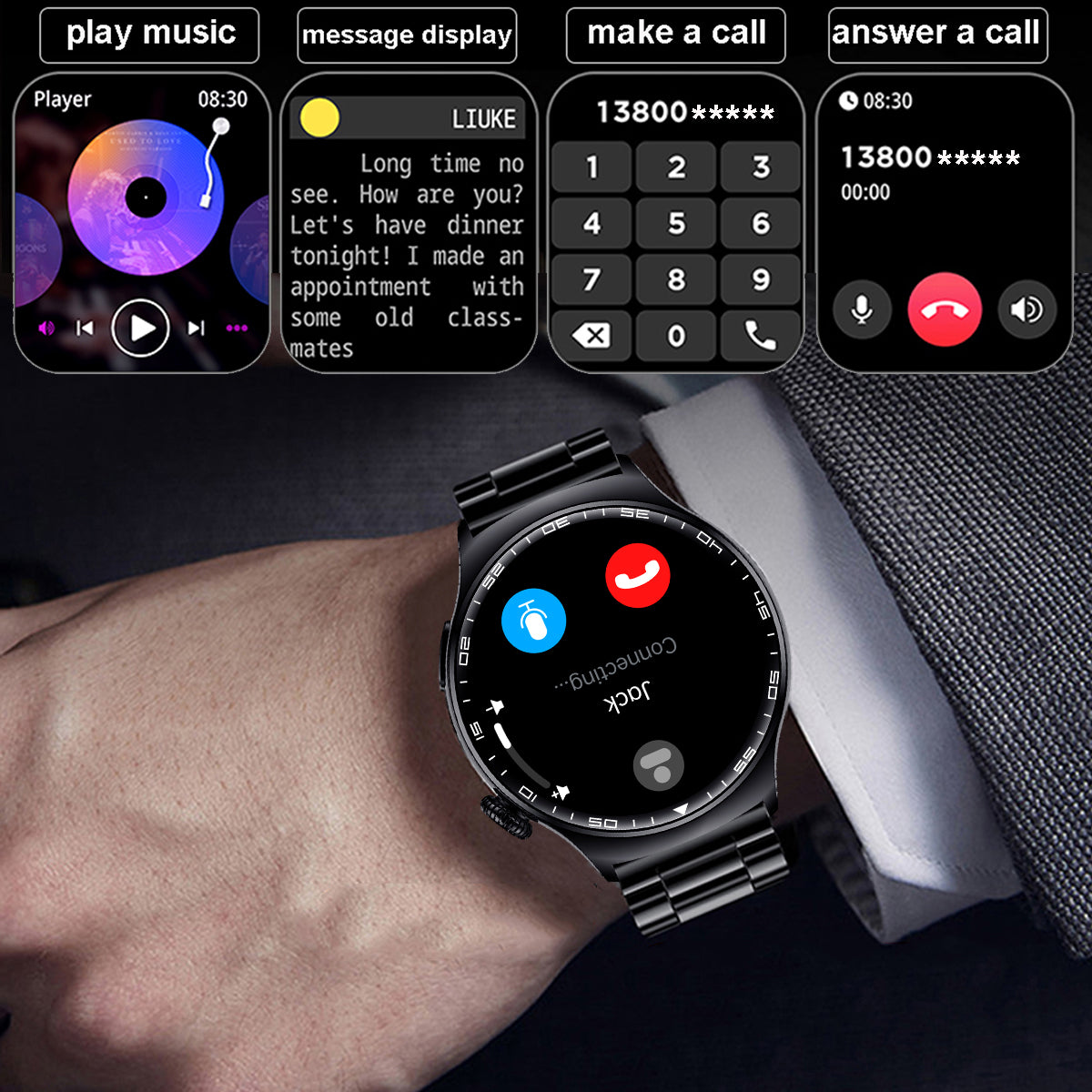 COANR Pro Men Outdoor Sports Smartwatch, HD Screen, 360*360 Resolution, 100+Sport Modes, zinc Alloy Body, Holiday/birthday Gift, Step Counting, Wireless calls, Message received, Multiple Dials, Calendars, For iPhone Android
