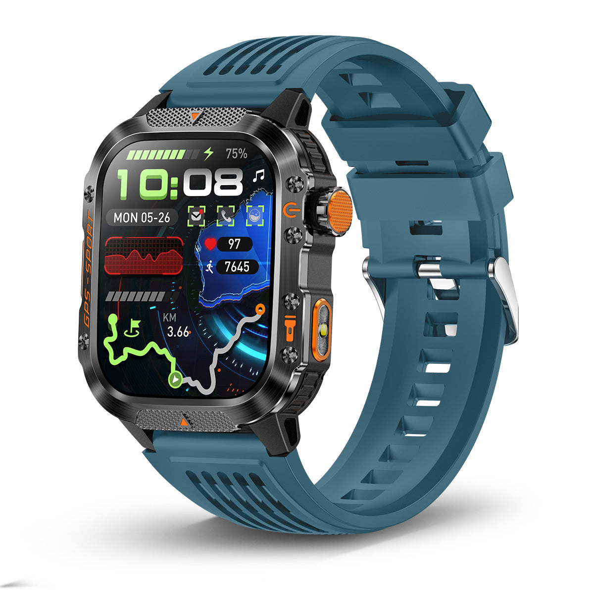 COANR GPS Men Women Sports Smartwatch Fitness Tracker, 2.01 "IPS HD screen, 3ATM Waterproof, GPS map, 540Mah Battery, 100+Sport Modes, Wireless Calls, Message Push, Multiple Dials, For Android iPhone