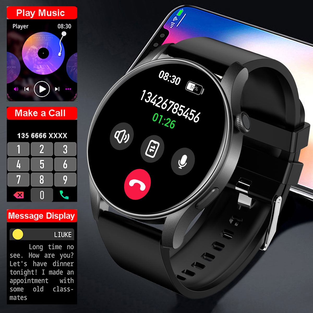 COANR Active Women Men Full Touch AMOLED Display Smartwatch, Multiple Sports Modes, Wireless Call , Information Reminder, Step/Calorie/Counting, Music Playback Control, Alarm Clock, Stopwatch, Weather Forecast, For Android/iphone Smart Watch
