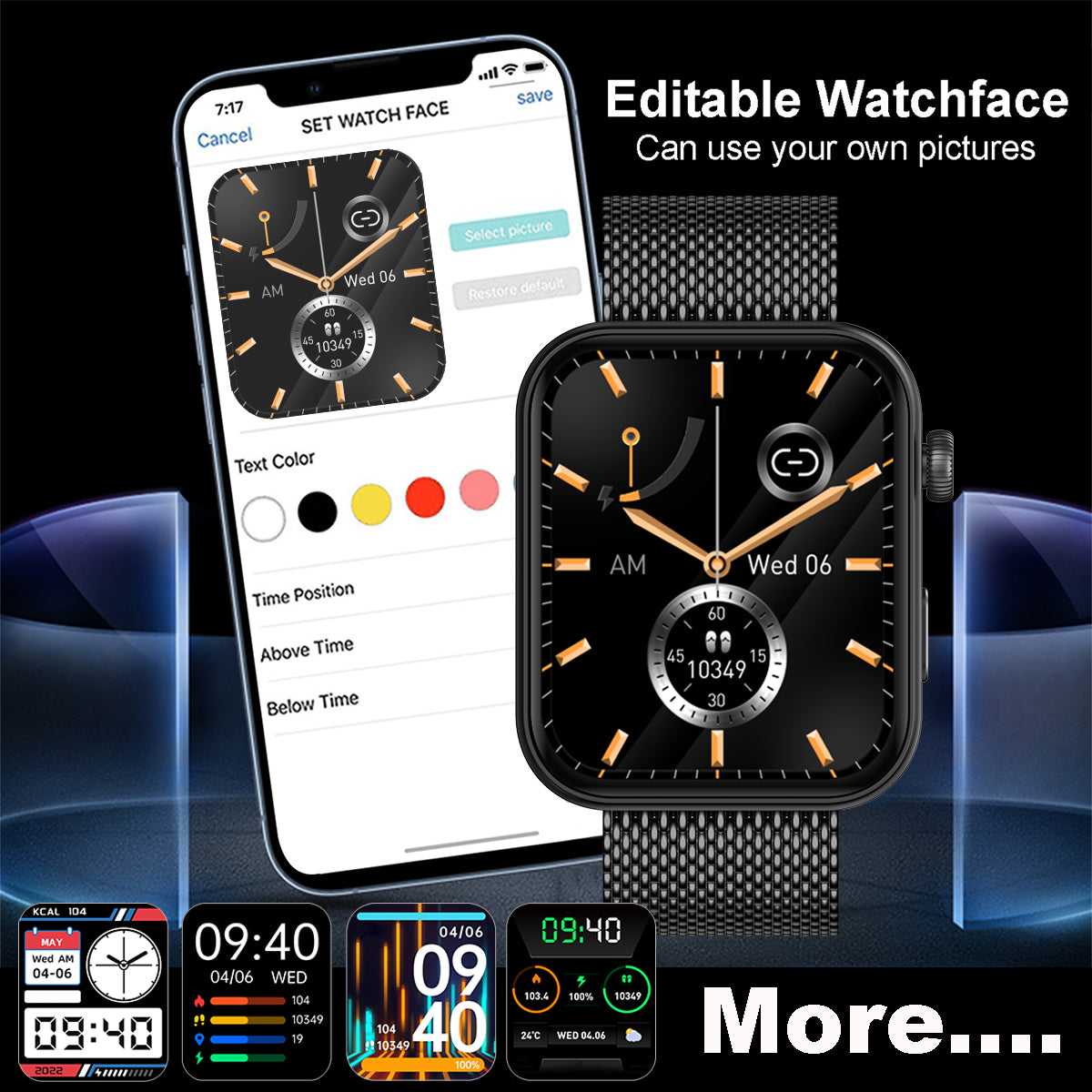 COANR One smartwatch, 1.85-inch high-definition touchscreen fitness tracker, supports Bluetooth calls, a fitness watch with heart rate/sleep monitoring functions, supports 120+ exercise modes, and is an IP68 waterproof smartwatch for Android systems.