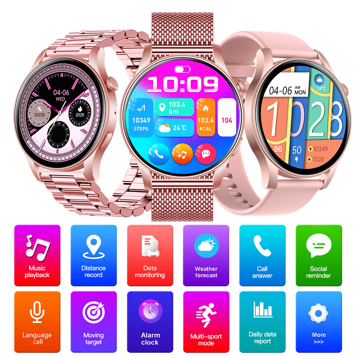 COANR Active Women Men Full Touch AMOLED Display Smartwatch, Multiple Sports Modes, Wireless Call , Information Reminder, Step/Calorie/Counting, Music Playback Control, Alarm Clock, Stopwatch, Weather Forecast, For Android/iphone Smart Watch