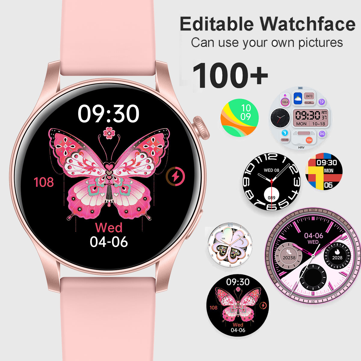 COANR Active Women Men Full Touch AMOLED Display Smartwatch, Multiple Sports Modes, Wireless Call , Information Reminder, Step/Calorie/Counting, Music Playback Control, Alarm Clock, Stopwatch, Weather Forecast, For Android/iphone Smart Watch