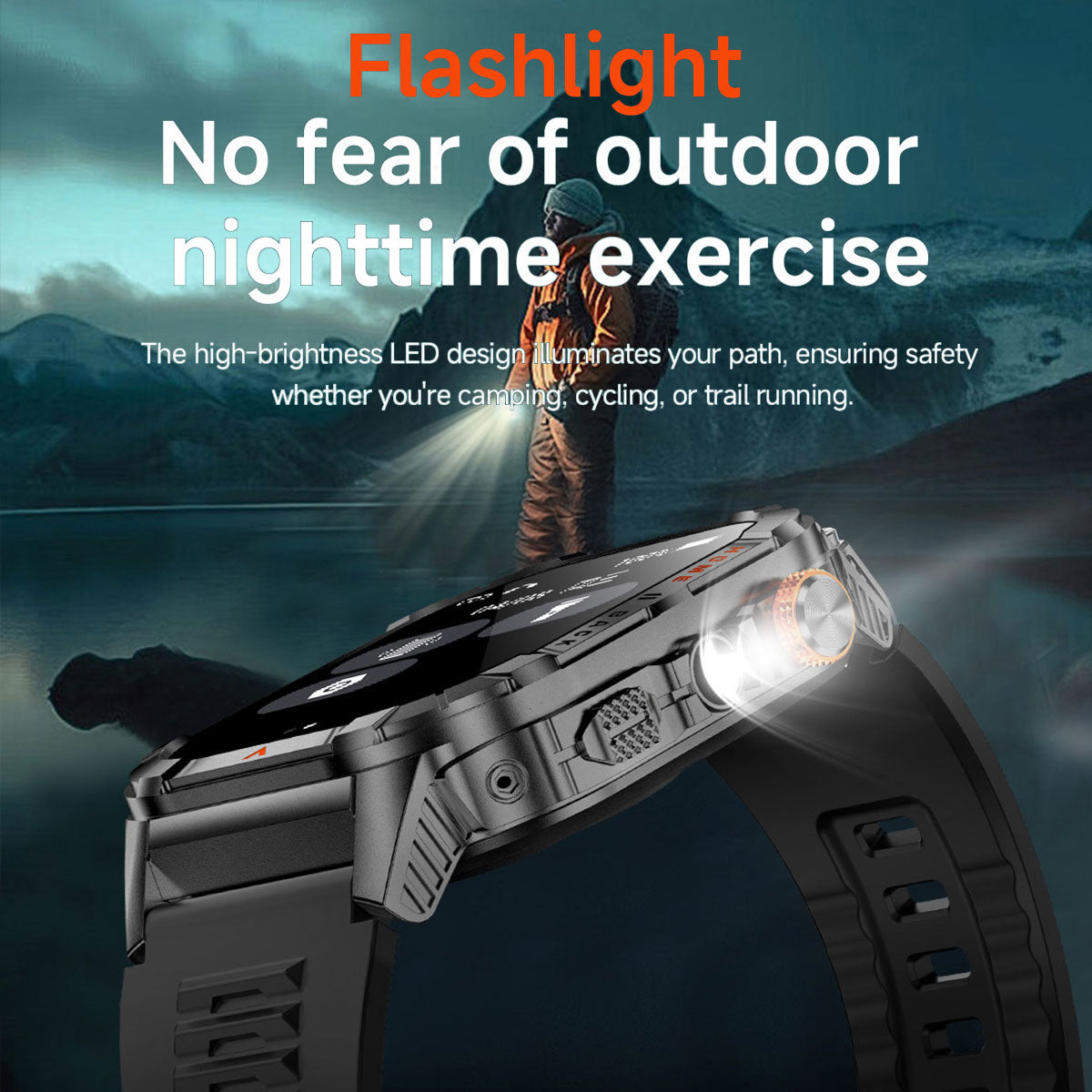 COANR Active Men's outdoor sports smartwatch, 100+sport mode, long-lasting 1200mAh battery, pedometer, remote photo/music playback, 100+dial, alarm clock, 360+360 pixels, wireless calling, message notification, flashlight, alloy body Smart Watch