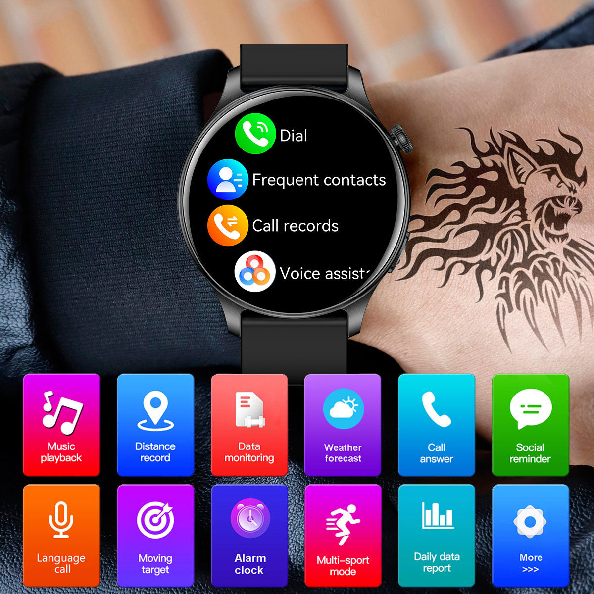 COANR Active Women Men Full Touch AMOLED Display Smartwatch, Multiple Sports Modes, Wireless Call , Information Reminder, Step/Calorie/Counting, Music Playback Control, Alarm Clock, Stopwatch, Weather Forecast, For Android/iphone Smart Watch