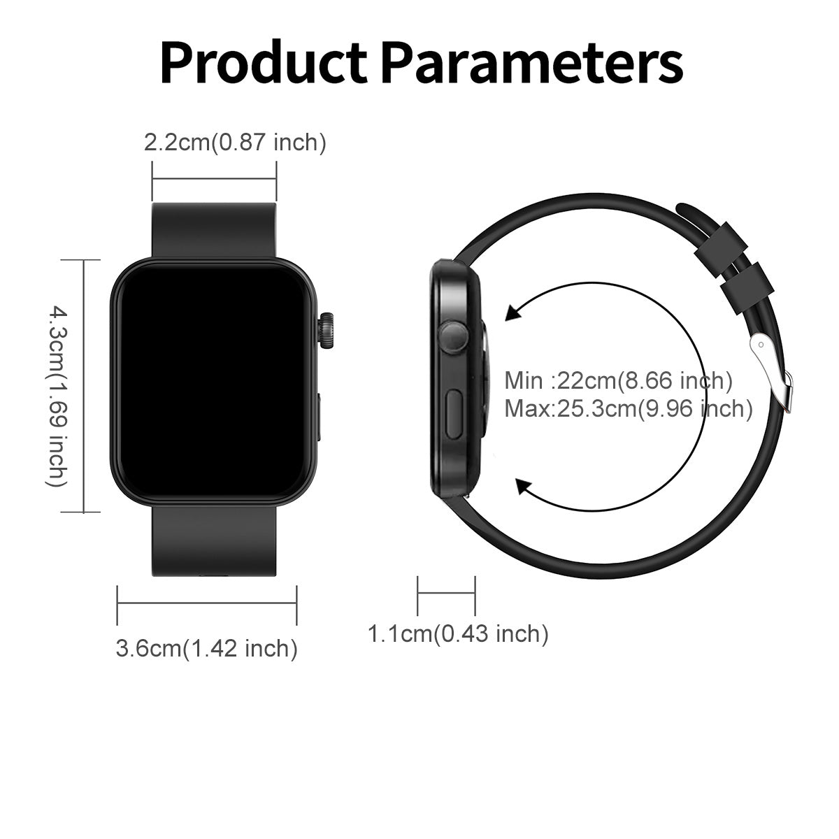 COANR One Men Women Sports  Smart Watch, 1.85-inch HD Screen, Wireless Call , Step/Calorie/ Counting, Information Reminder, Weather Forecast, Multiple Dial, Music Playback Control, Calculator, Calendar, For Android/iOS Smartwatch